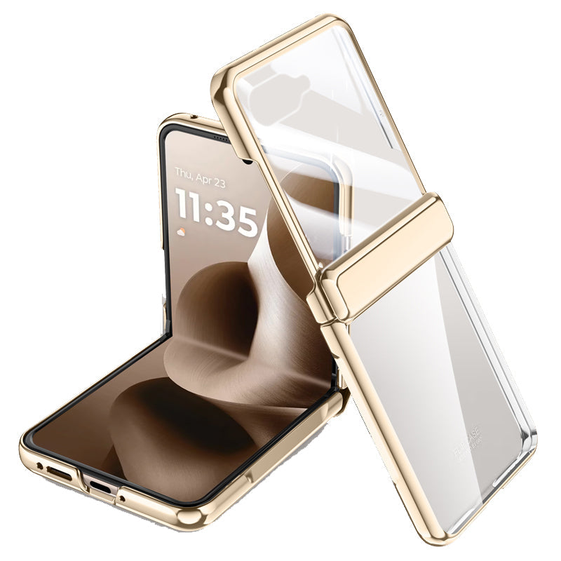 Motorola Razr 60 Ultra / 70 Ultra Icebreaker Clear Electroplated Hinge Case with Tempered Glass [Gold]