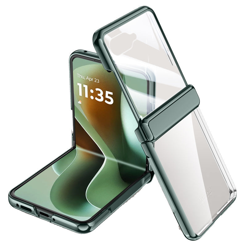 Motorola Razr 60 Ultra / 70 Ultra Icebreaker Clear Electroplated Hinge Case with Tempered Glass [Green]