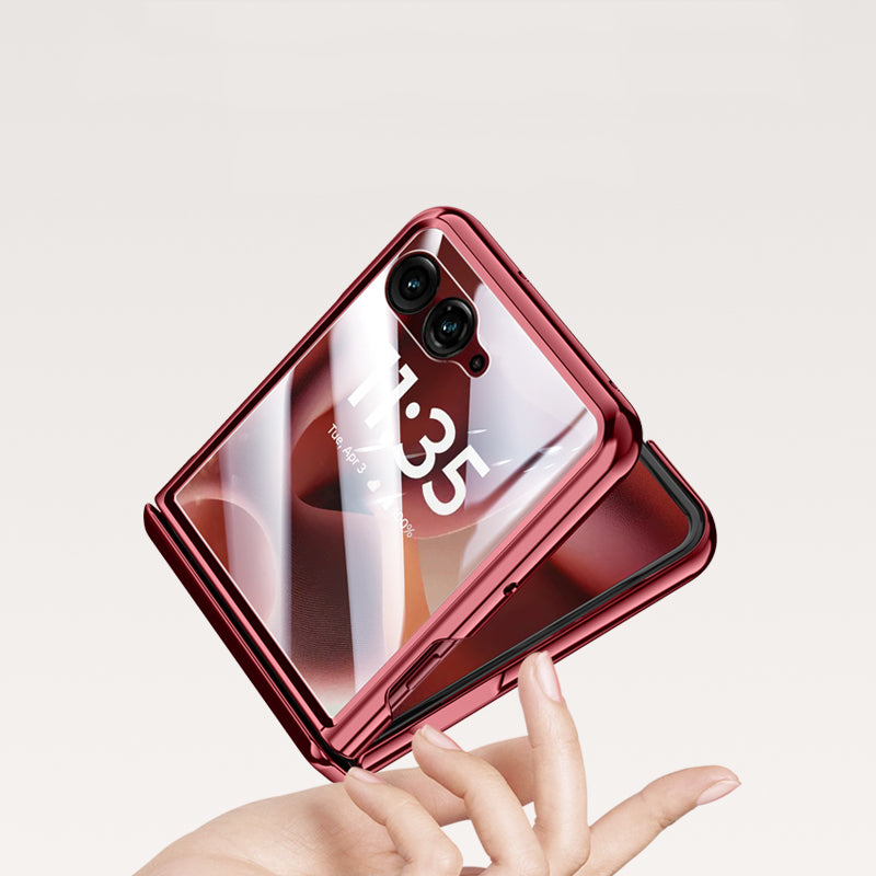 Icebreaker Clear Electroplated Hinge Case for Motorola Razr 60 Ultra with Tempered Glass [Red]