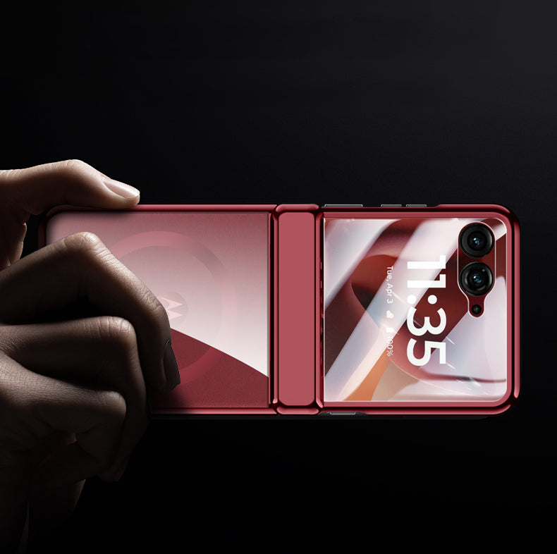 Icebreaker Clear Electroplated Hinge Case for Motorola Razr 60 Ultra with Tempered Glass [Red]