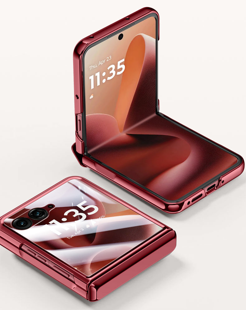 Icebreaker Clear Electroplated Hinge Case for Motorola Razr 60 Ultra with Tempered Glass [Red]