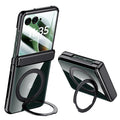 Motorola Razr 60 Ultra / 70 Ultra Clear 360°Rotating Magnetic Stand Case with Tempered Glass [Black] - Black