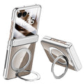 Motorola Razr 60 Ultra / 70 Ultra Clear 360°Rotating Magnetic Stand Case with Tempered Glass [Silver] - Silver