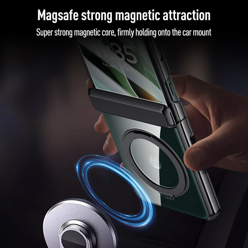 Clear 360°Rotating Magnetic Ring Stand Case for Motorola Razr 60 Ultra with Tempered Glass [Silver]