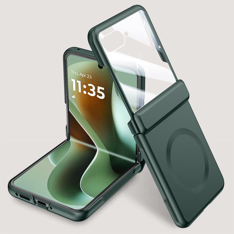 Motorola Razr 70 Ultra / 60 Ultra Magnetic Skin-Feel Case - Hinge Shield with Built-in Glass [Green]