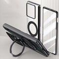 Motorola Razr Fold Clear Magnetic Case - 360° Rotating Ring Stand & Hinge Shield [Black] - Black