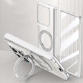 Motorola Razr Fold Clear Magnetic Case - 360° Rotating Ring Stand & Hinge Shield [Silver] - Silver