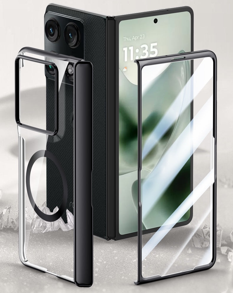 Motorola Razr Fold Clear MagSafe Hinge Case with Built-in Tempered Glass [Black]
