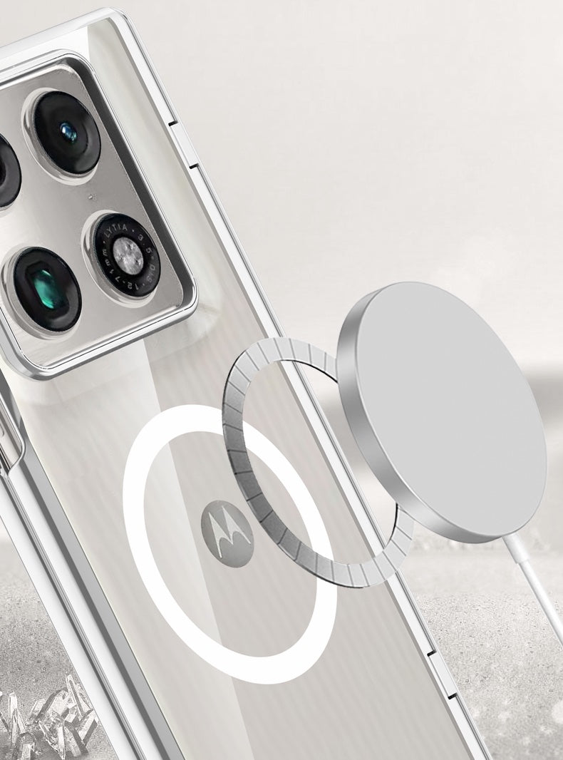 Motorola Razr Fold Clear MagSafe Hinge Case with Built-in Tempered Glass [Silver]
