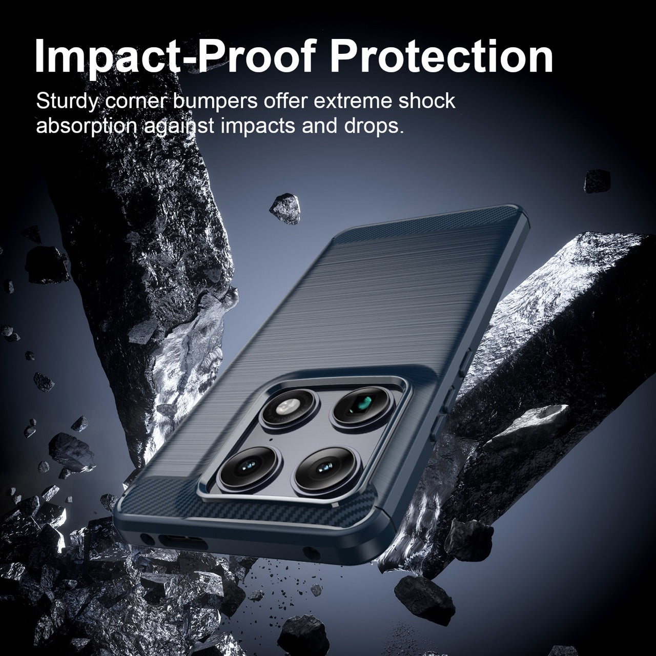 Motorola Signature Carbon Fibre TPU Case Slim Shockproof Cover Navy