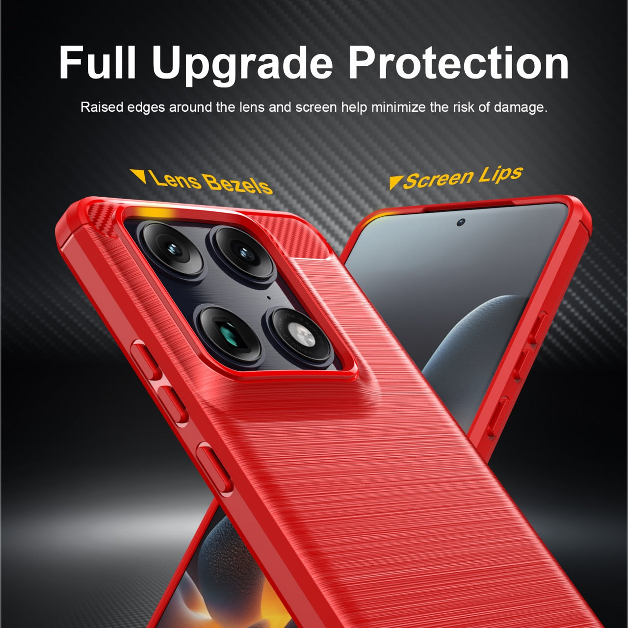 Motorola Signature Carbon Fibre TPU Case Slim Shockproof Cover Red