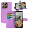 Wallet Case for Motorola Signature – PU Leather Flip Cover with Card Holder & Stand [Purple] - Purple