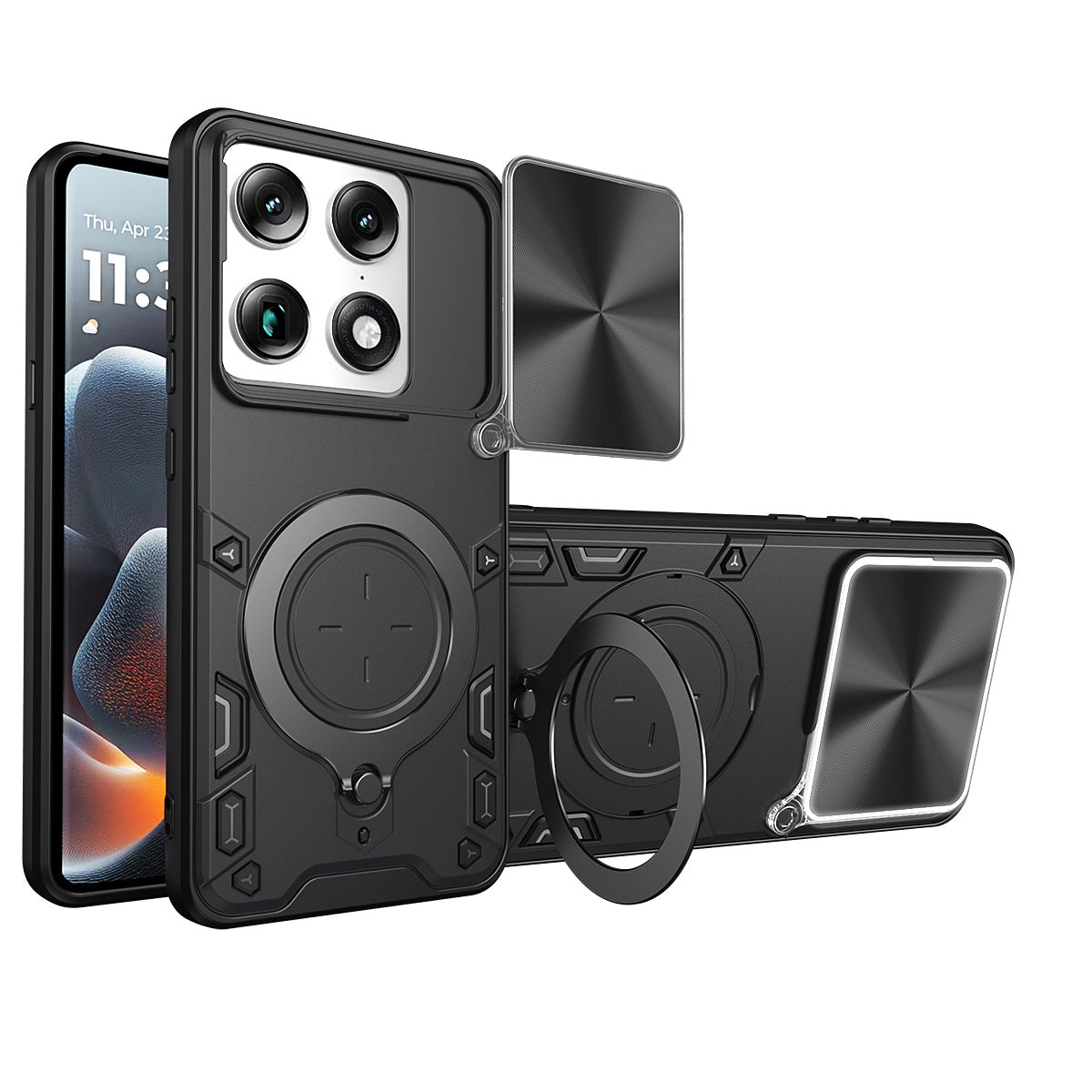Motorola Signature Ring Kickstand Case w/ Camera Cover [Black]