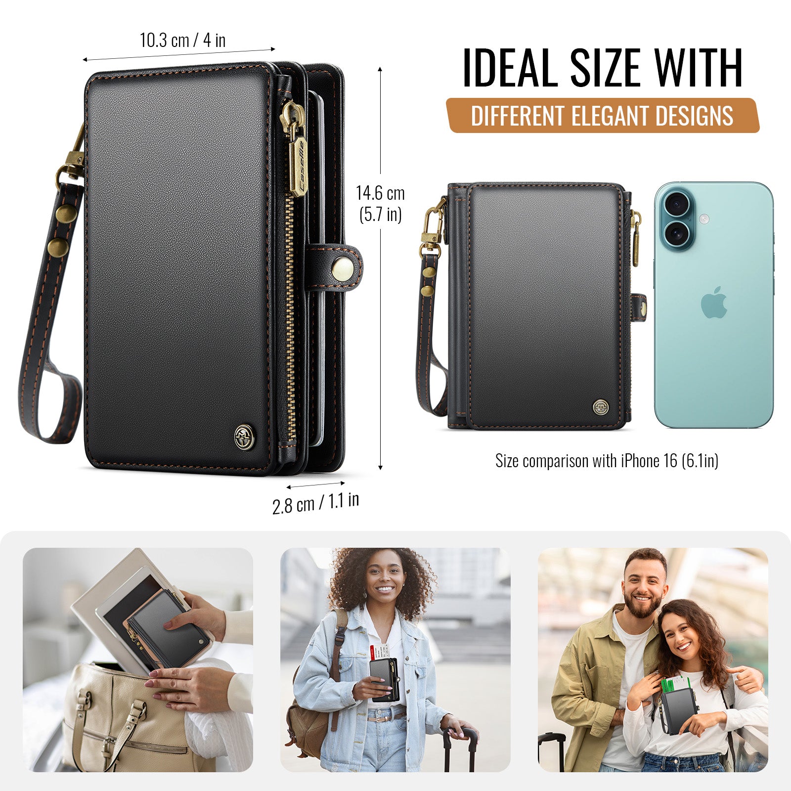 Caseme RFID Blocking Passport Holder Wallet – Leather Travel Organizer [Black]