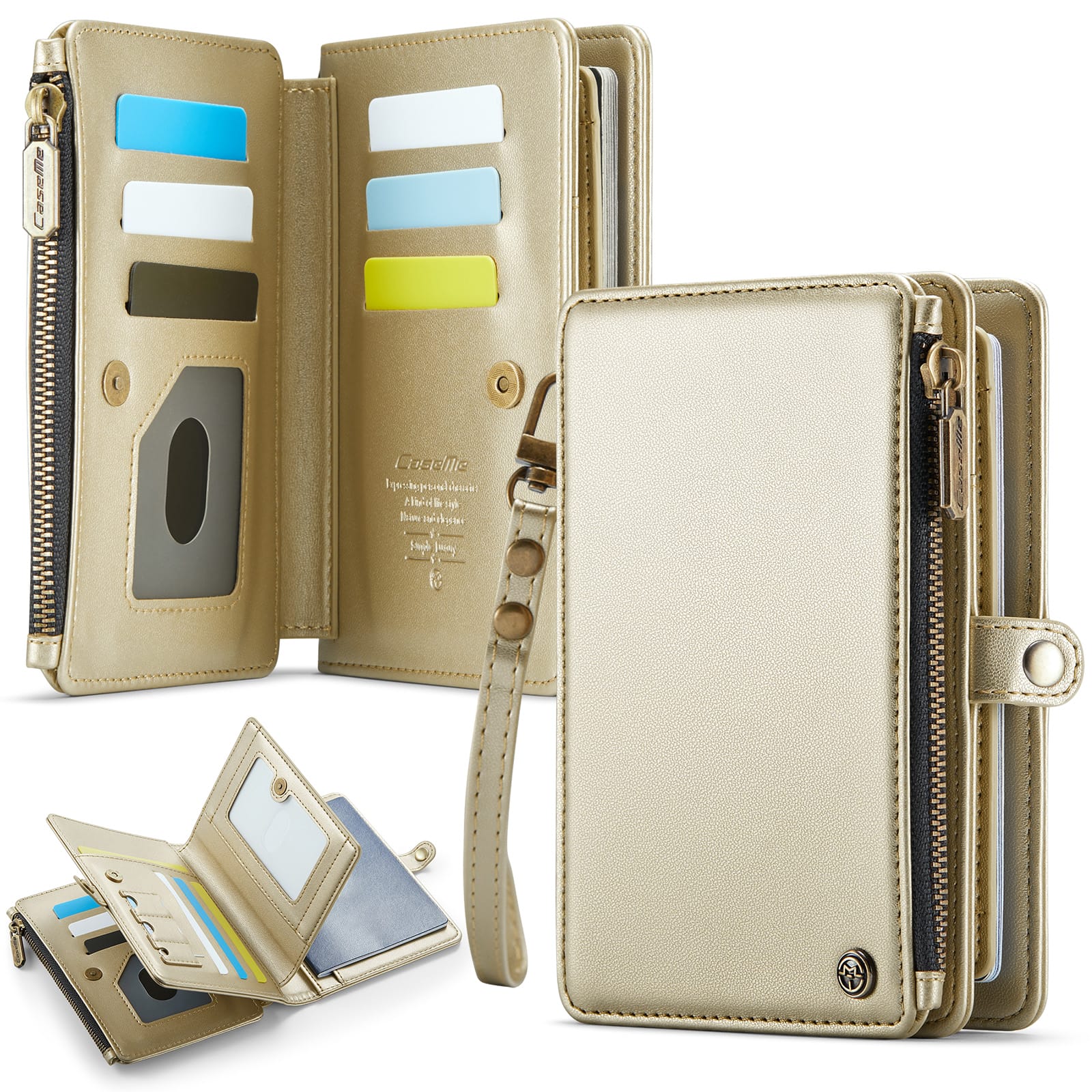 Caseme RFID Blocking Passport Holder Wallet – Leather Travel Organizer [Gold]
