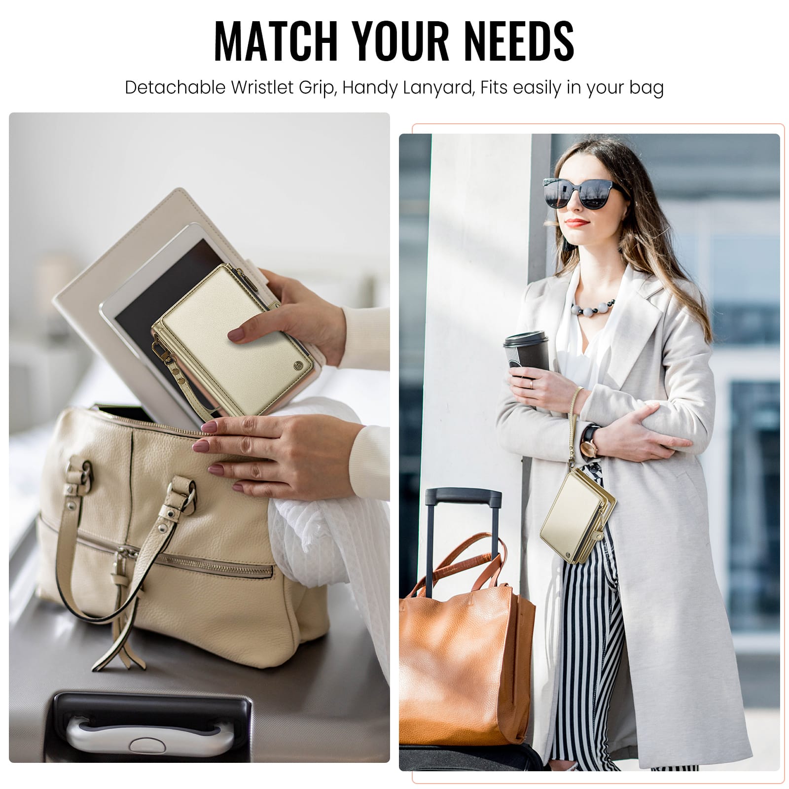 Caseme RFID Blocking Passport Holder Wallet – Leather Travel Organizer [Gold]