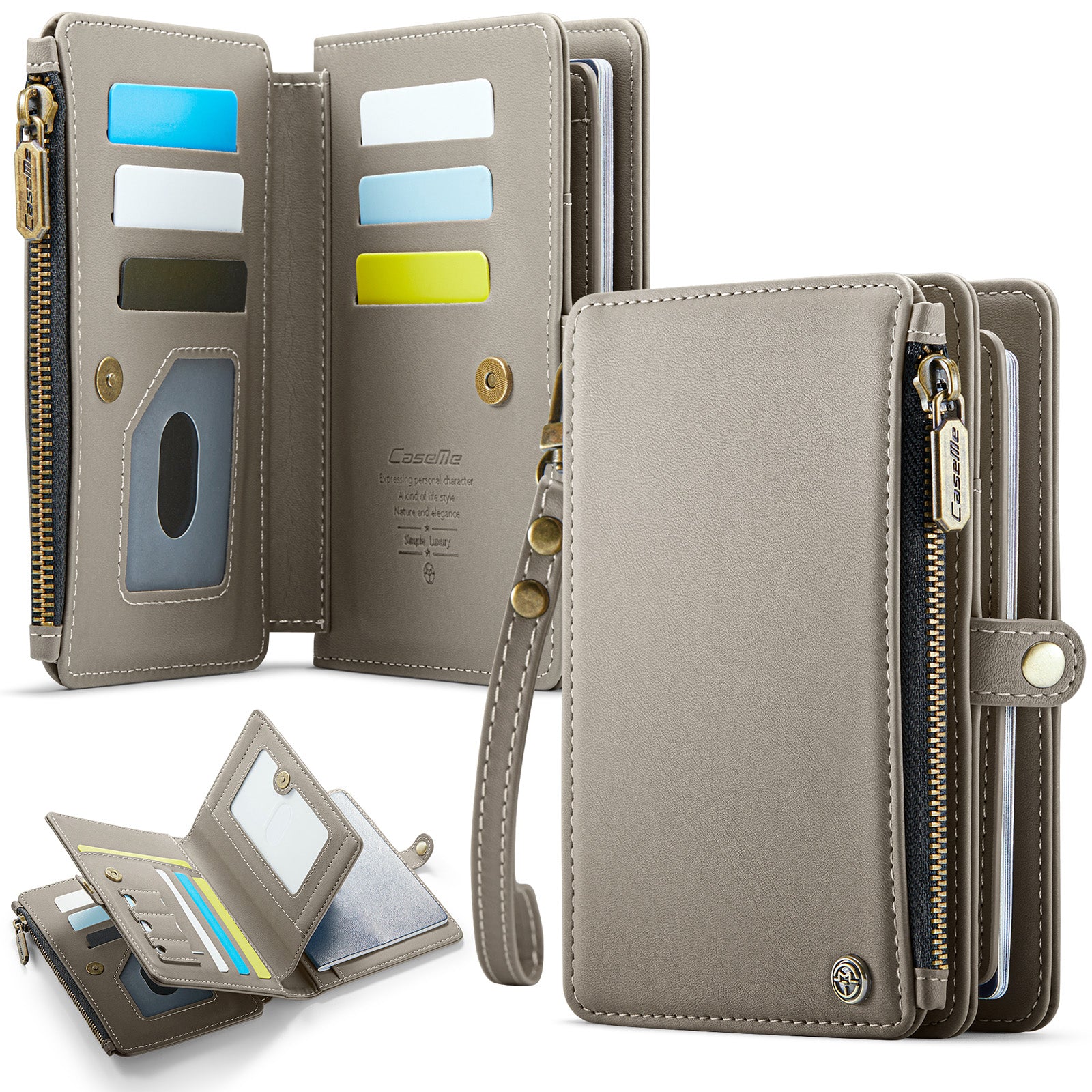 Caseme RFID Blocking Passport Holder Wallet – Leather Travel Organizer [Grey]