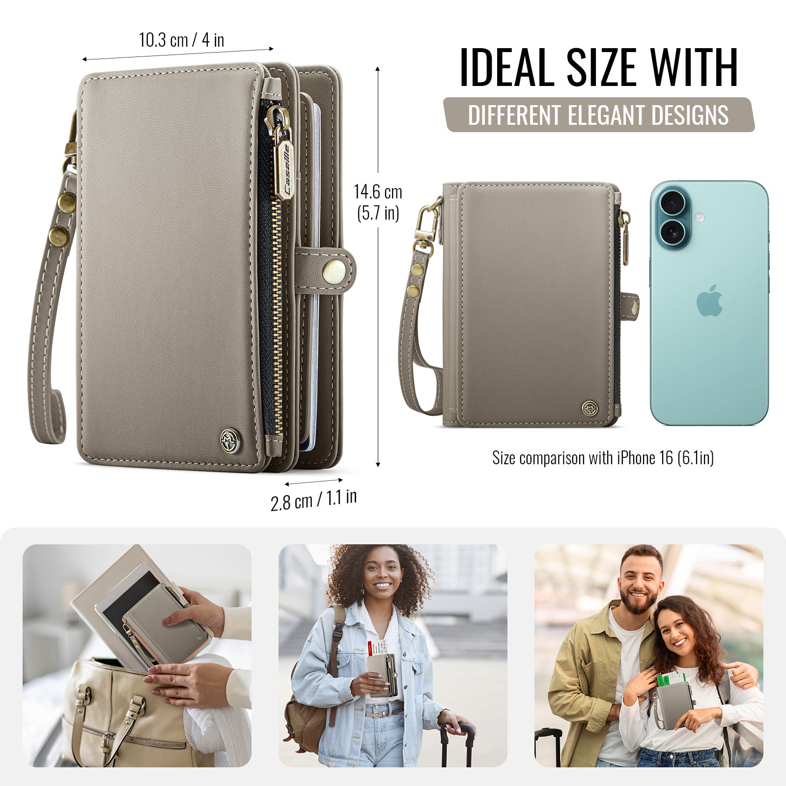 Caseme RFID Blocking Passport Holder Wallet – Leather Travel Organizer [Grey]