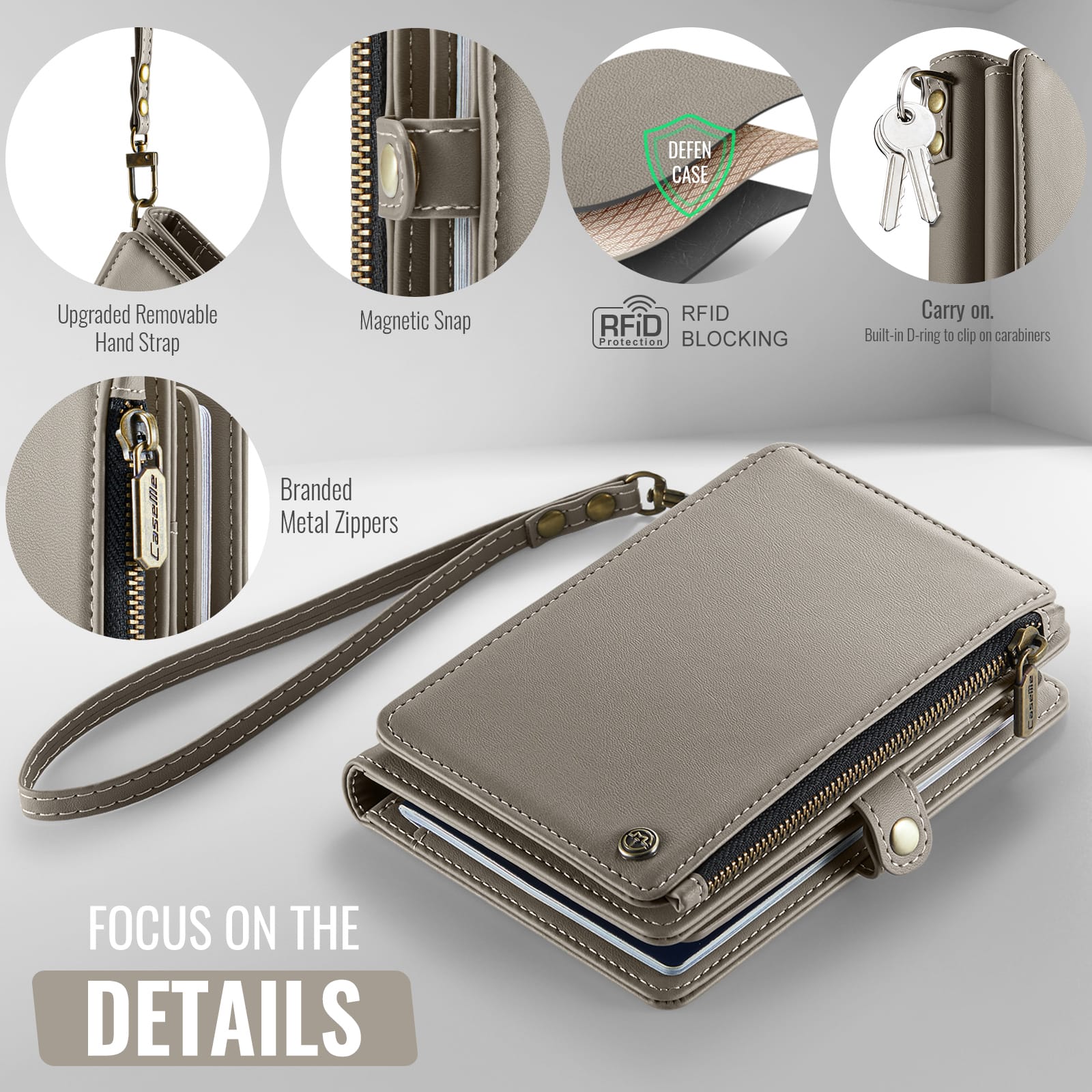 Caseme RFID Blocking Passport Holder Wallet – Leather Travel Organizer [Grey]