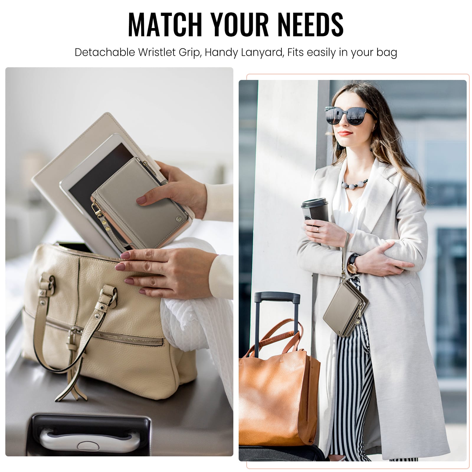 Caseme RFID Blocking Passport Holder Wallet – Leather Travel Organizer [Grey]