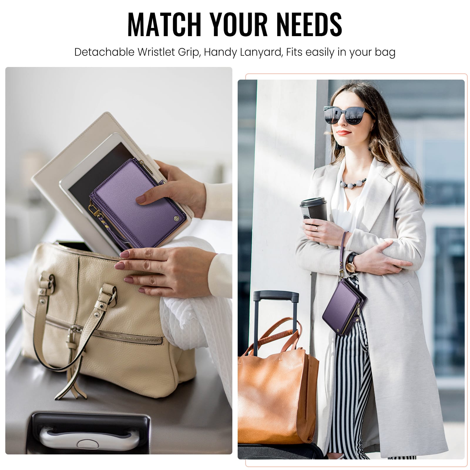 Caseme RFID Blocking Passport Holder Wallet – Leather Travel Organizer [Purple]