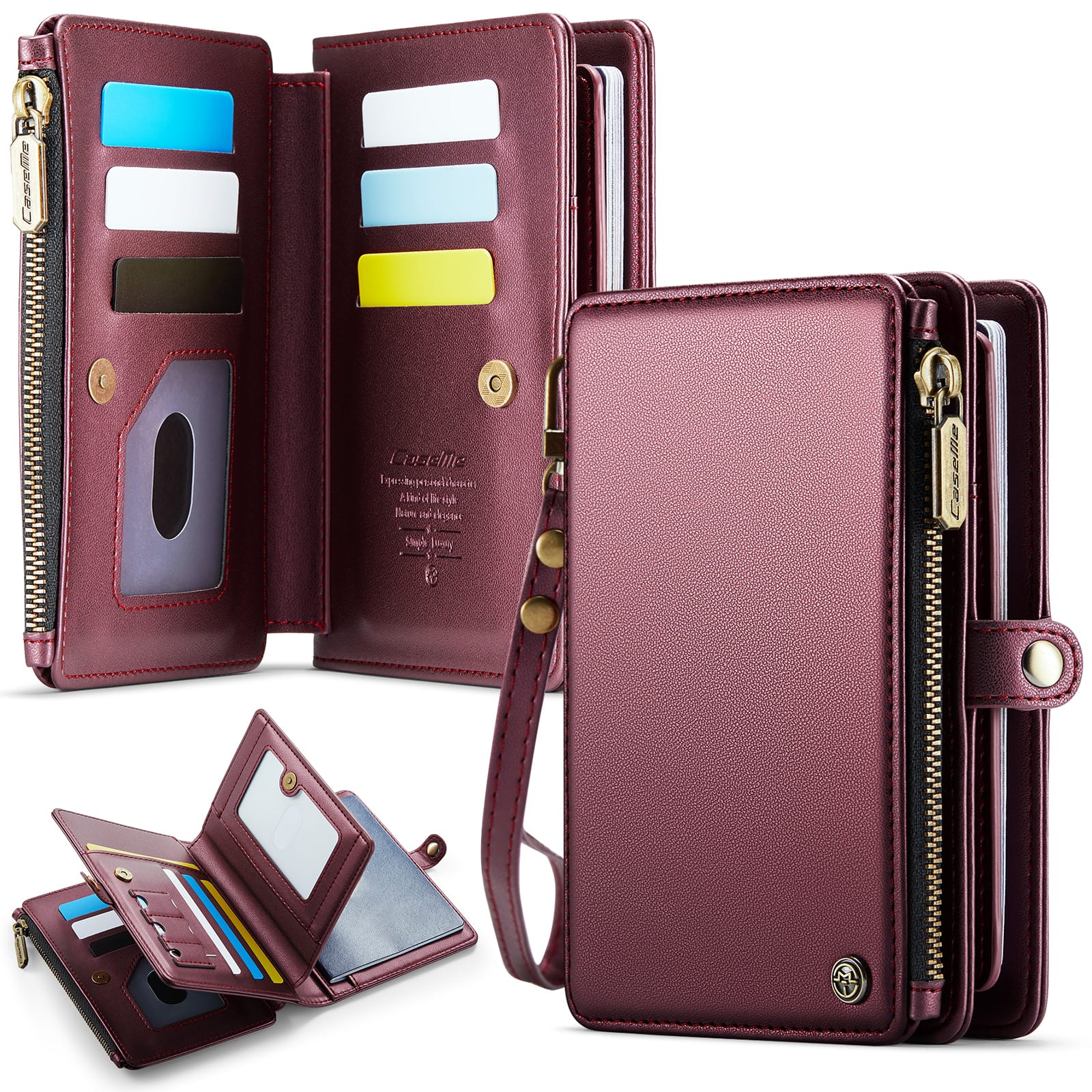 Caseme RFID Blocking Passport Holder Wallet – Leather Travel Organizer [Maroon]