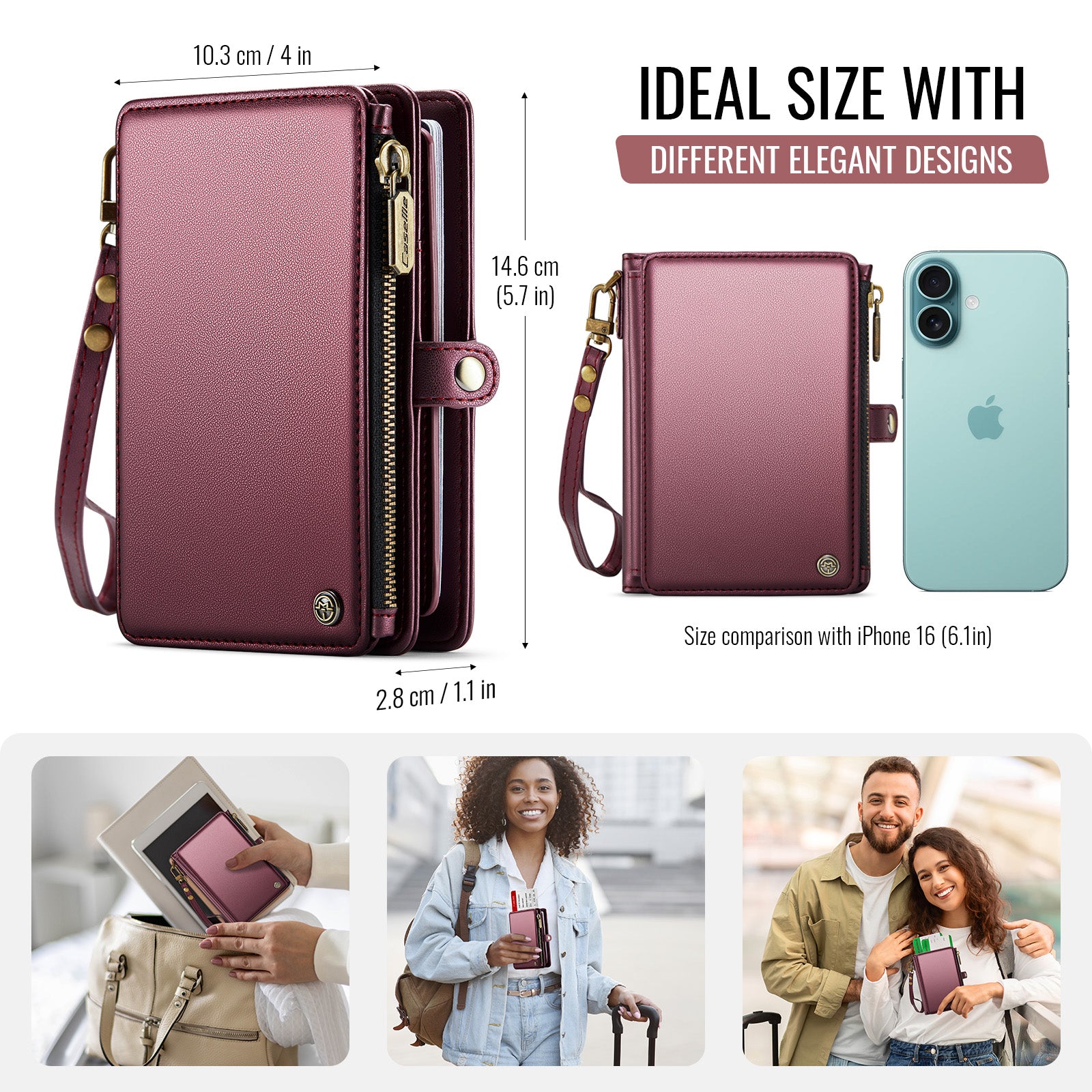 Caseme RFID Blocking Passport Holder Wallet – Leather Travel Organizer [Maroon]