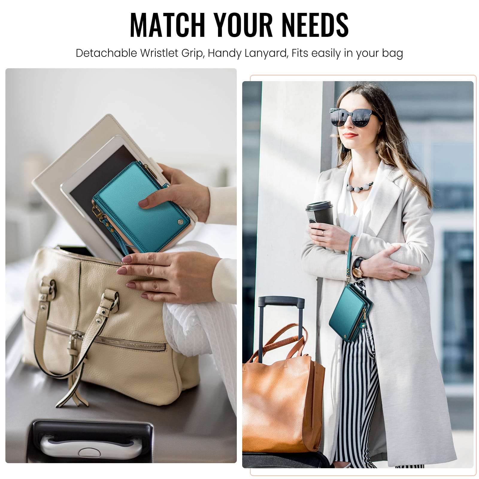 Caseme RFID Blocking Passport Holder Wallet – Leather Travel Organizer [Teal]