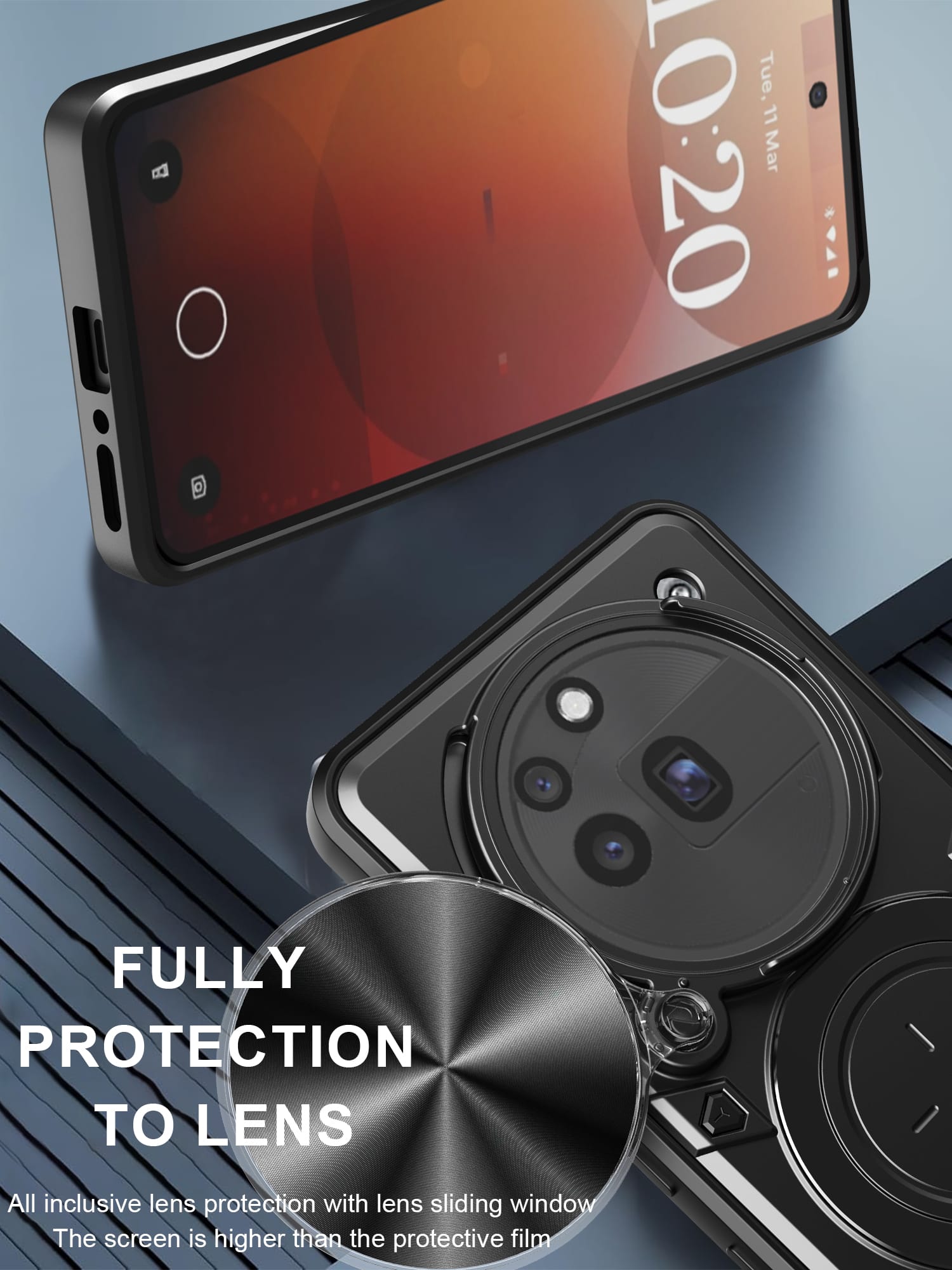 Nothing Phone (3a) Pro Ring Kickstand Case w/ Camera Cover [Purple]