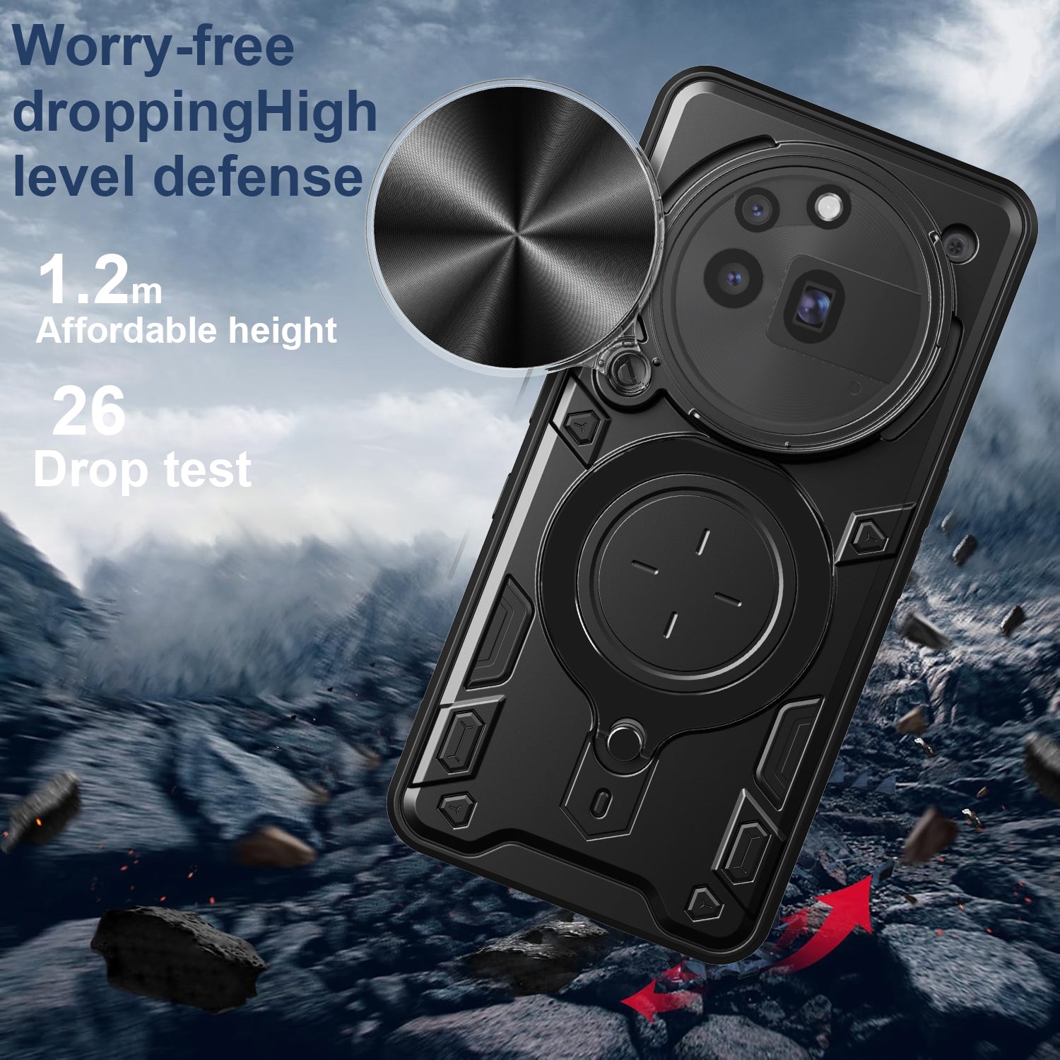 Nothing Phone (3a) Pro Ring Kickstand Case w/ Camera Cover [Purple]