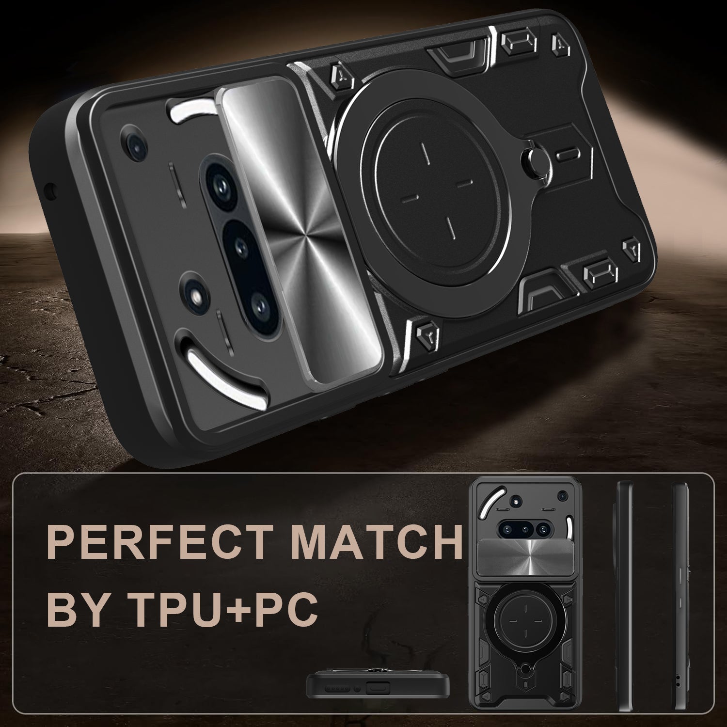 Nothing Phone (3a) Ring Kickstand Case w/ Camera Cover [Red]