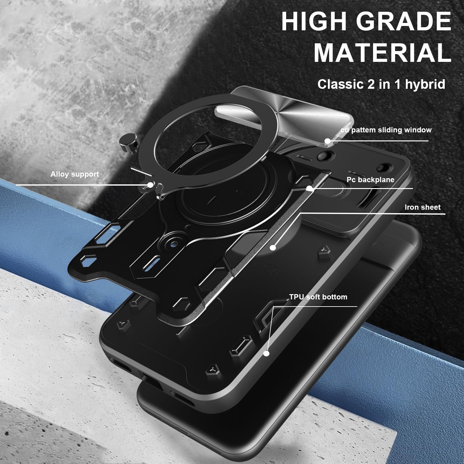 Nothing Phone (3a) Ring Kickstand Case w/ Camera Cover [Rose Gold]