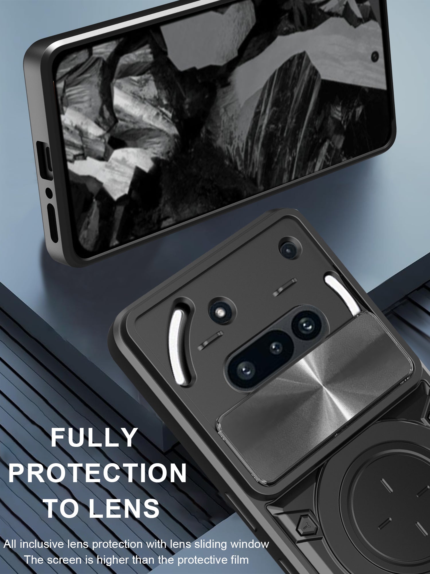 Nothing Phone (3a) Ring Kickstand Case w/ Camera Cover [Navy]