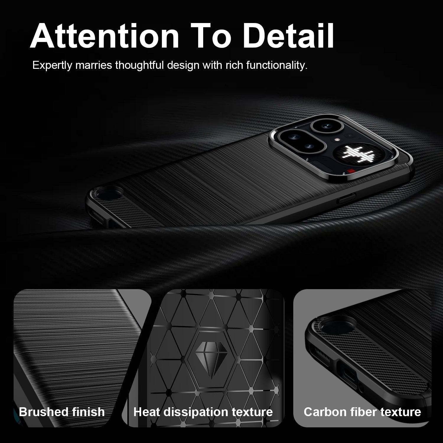 Nothing Phone (4a) Pro Carbon Fibre TPU Case Slim Shockproof Cover Black