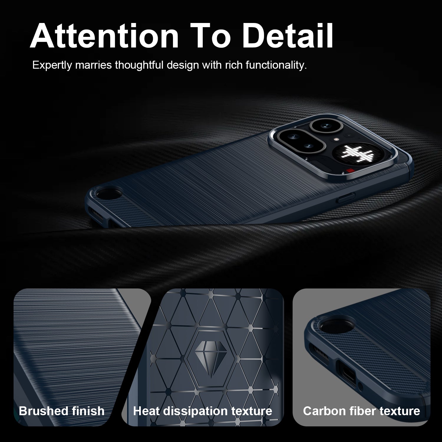 Nothing Phone (4a) Pro Carbon Fibre TPU Case Slim Shockproof Cover Navy