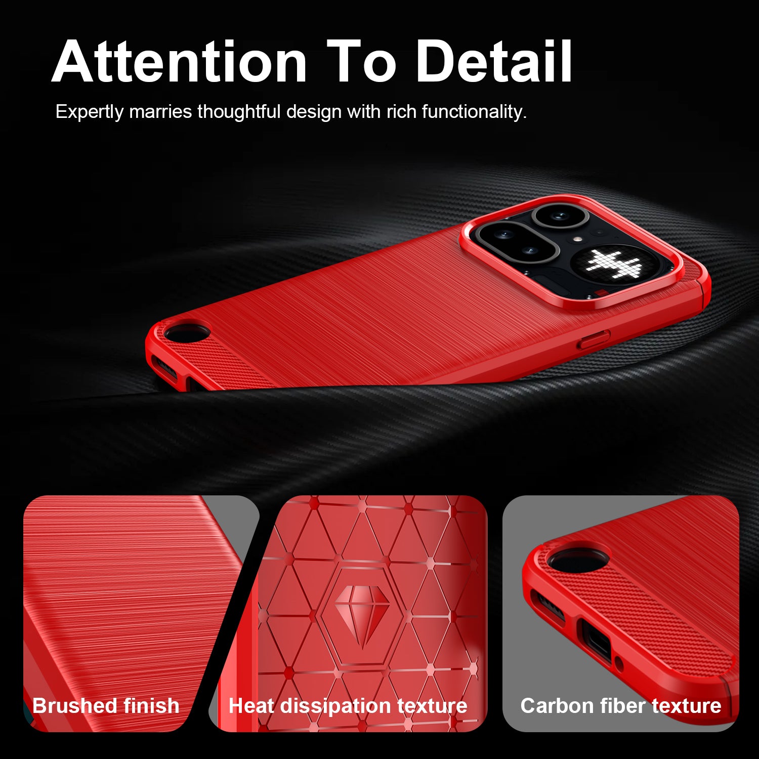 Nothing Phone (4a) Pro Carbon Fibre TPU Case Slim Shockproof Cover Red