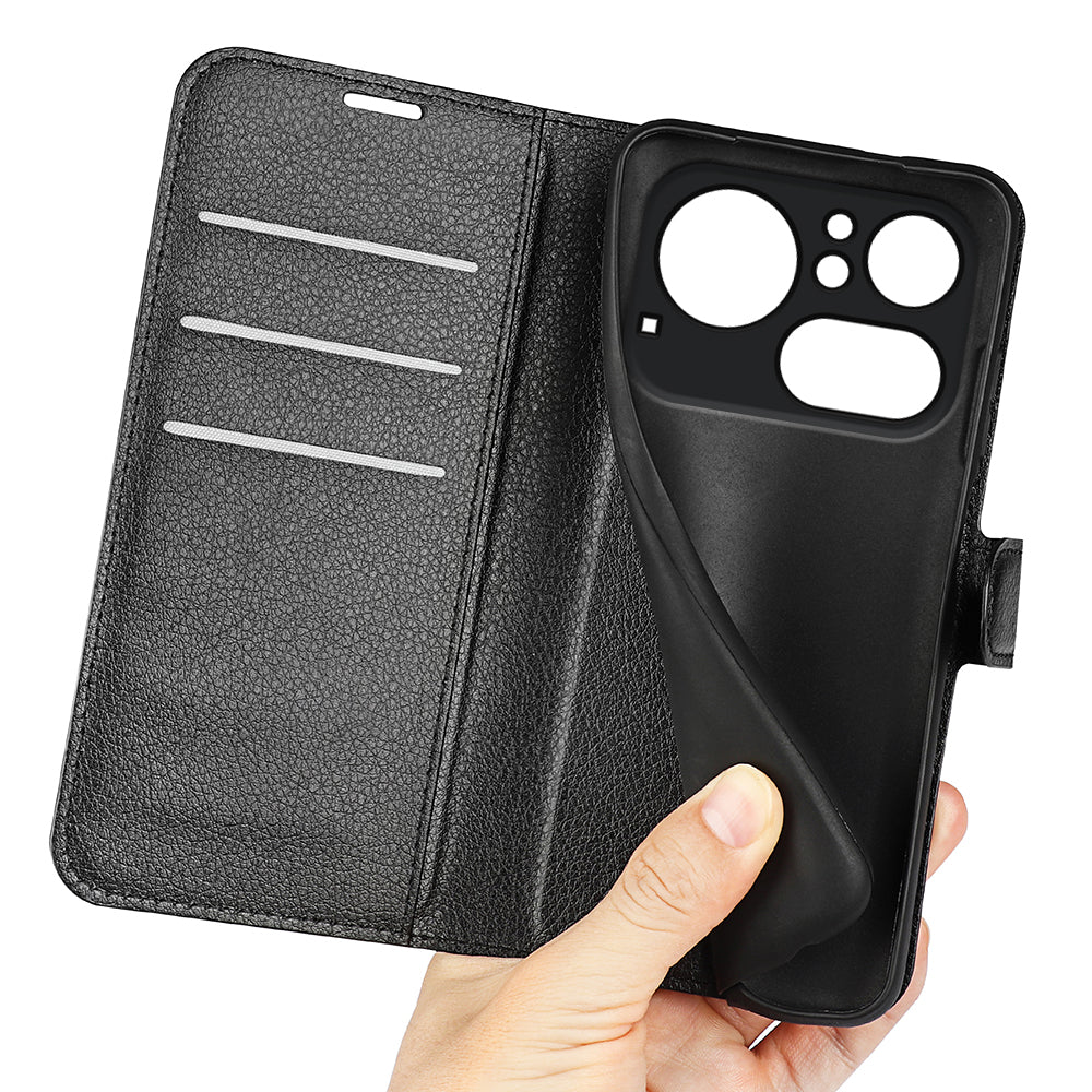Wallet Case for Nothing Phone (4a) Pro – PU Leather Flip Cover with Card Holder & Stand [Black]