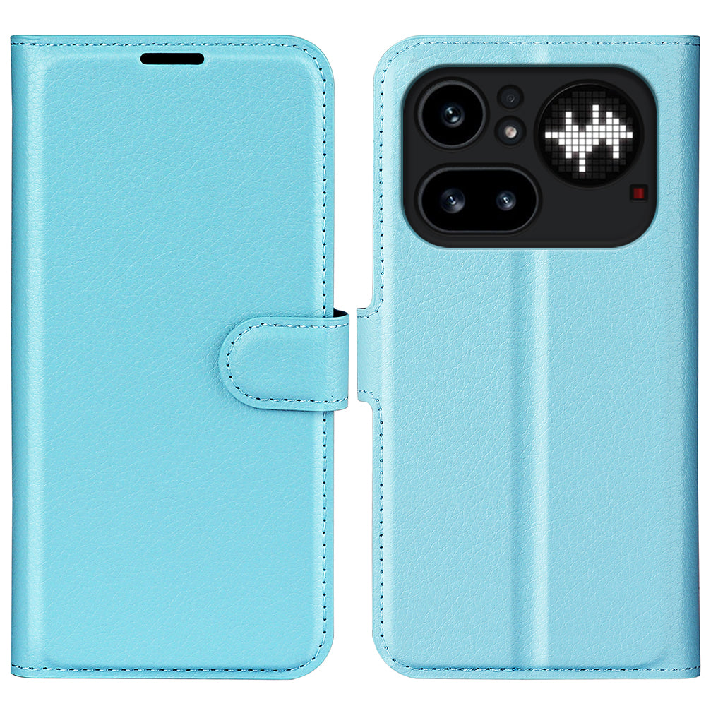 Wallet Case for Nothing Phone (4a) Pro – PU Leather Flip Cover with Card Holder & Stand [LightBlue]
