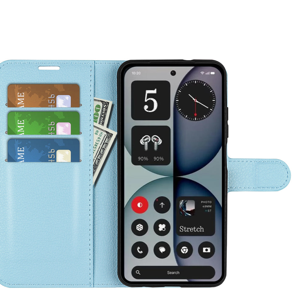 Wallet Case for Nothing Phone (4a) Pro – PU Leather Flip Cover with Card Holder & Stand [LightBlue]