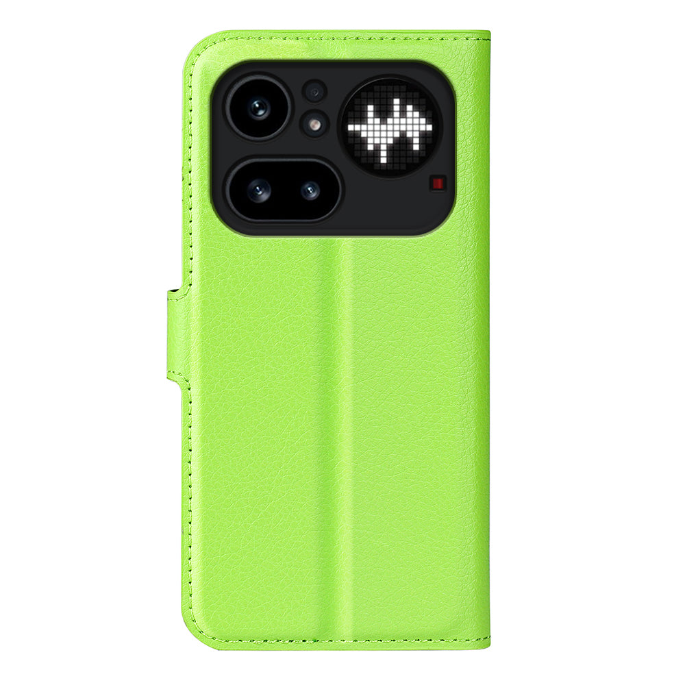 Wallet Case for Nothing Phone (4a) Pro – PU Leather Flip Cover with Card Holder & Stand [Green]