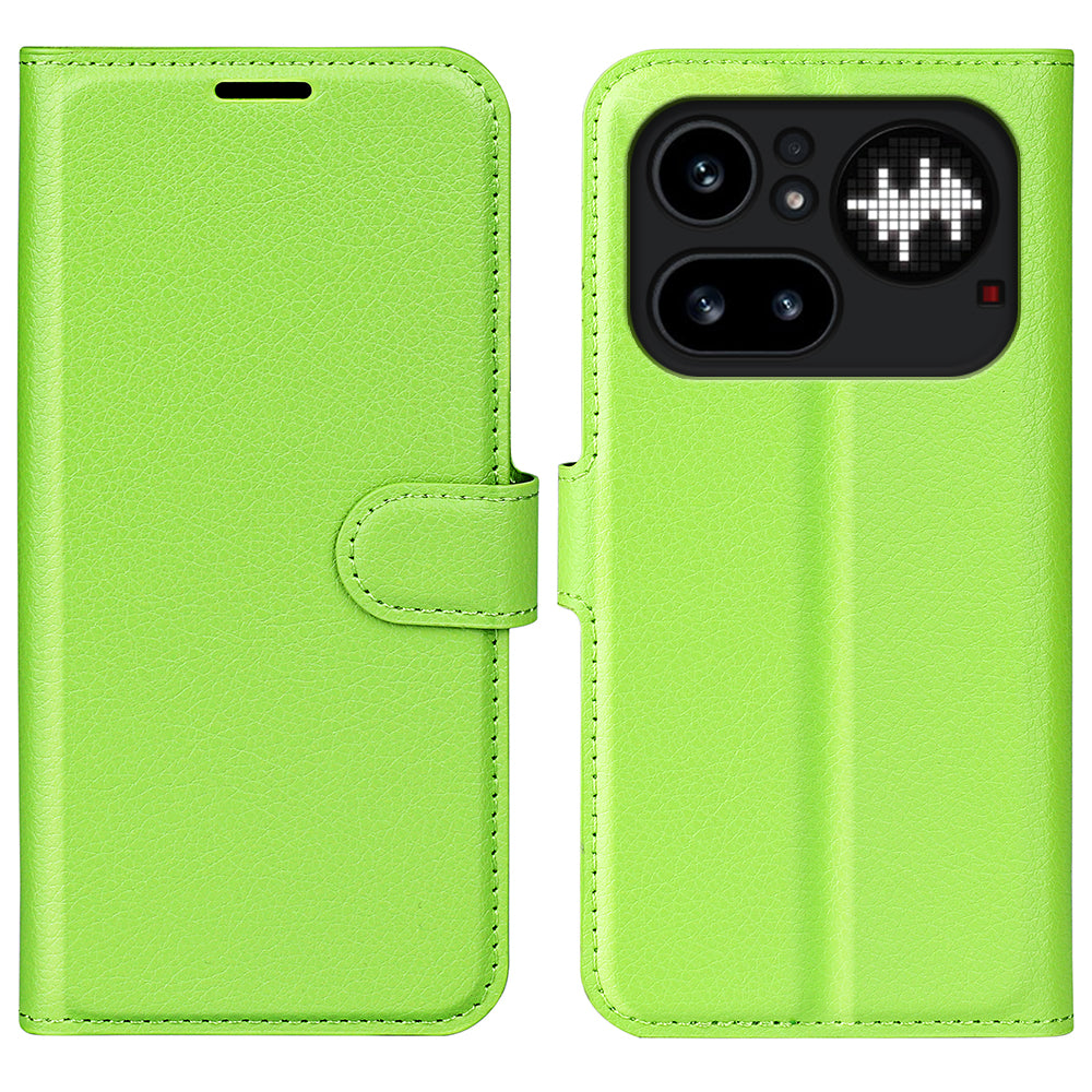 Wallet Case for Nothing Phone (4a) Pro – PU Leather Flip Cover with Card Holder & Stand [Green]