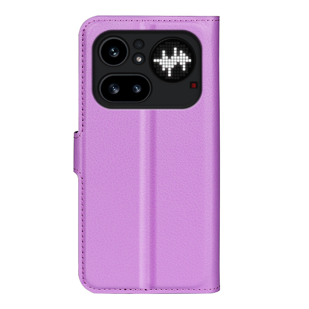 Wallet Case for Nothing Phone (4a) Pro – PU Leather Flip Cover with Card Holder & Stand [Purple]
