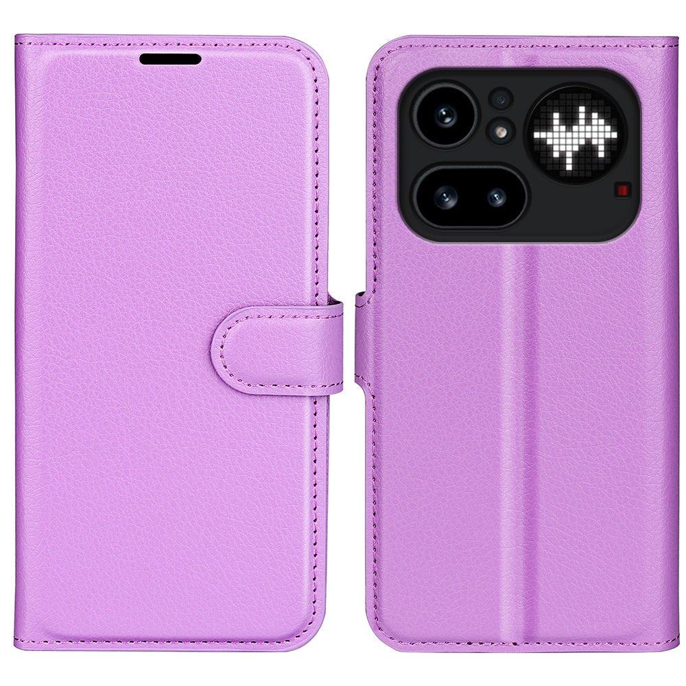 Wallet Case for Nothing Phone (4a) Pro – PU Leather Flip Cover with Card Holder & Stand [Purple]