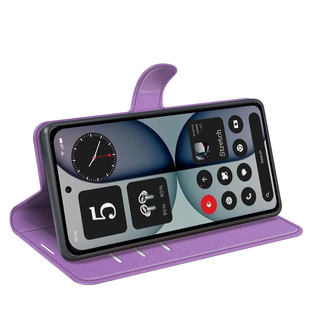 Wallet Case for Nothing Phone (4a) Pro – PU Leather Flip Cover with Card Holder & Stand [Purple]
