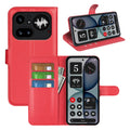 Wallet Case for Nothing Phone (4a) Pro – PU Leather Flip Cover with Card Holder & Stand [Red] - Red