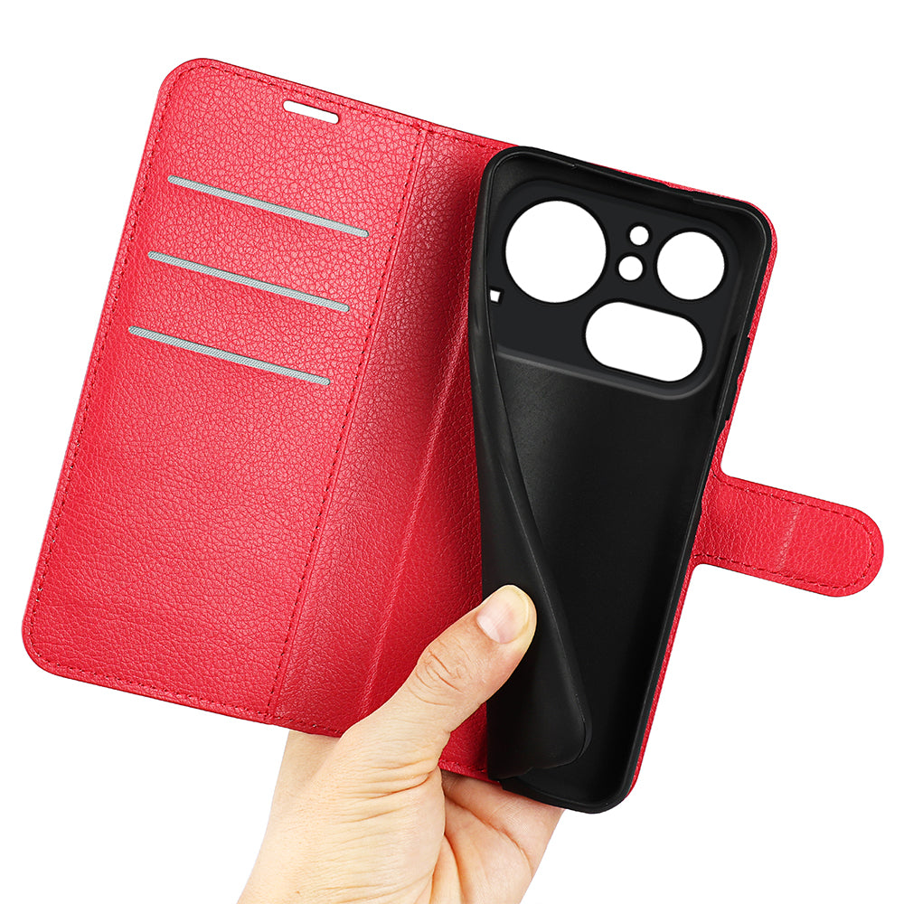 Wallet Case for Nothing Phone (4a) Pro – PU Leather Flip Cover with Card Holder & Stand [Red]