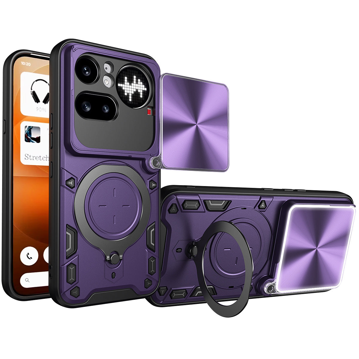 NOTHING Phone (4a) Pro Ring Kickstand Case w/ Camera Cover [Purple]