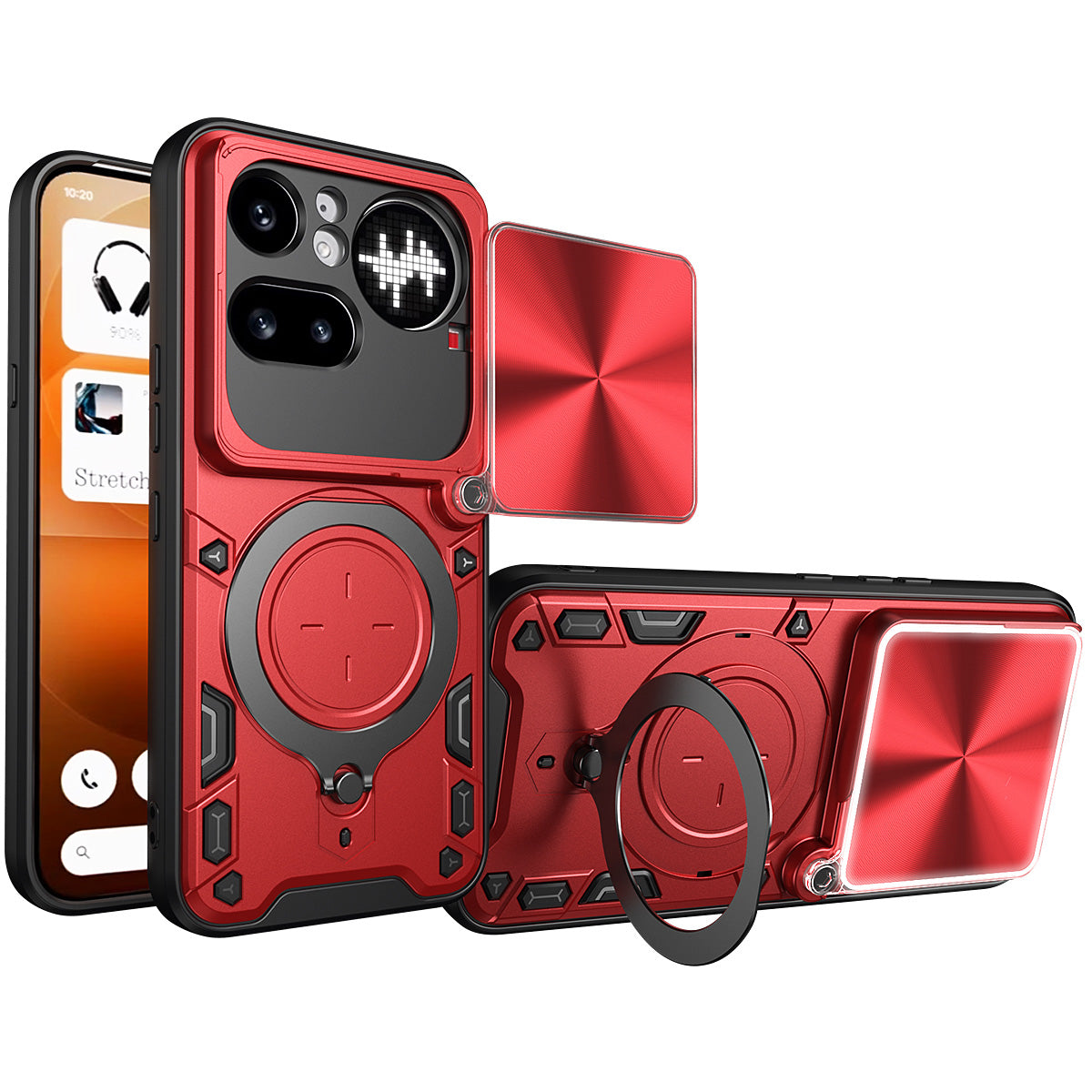 NOTHING Phone (4a) Pro Ring Kickstand Case w/ Camera Cover [Red]