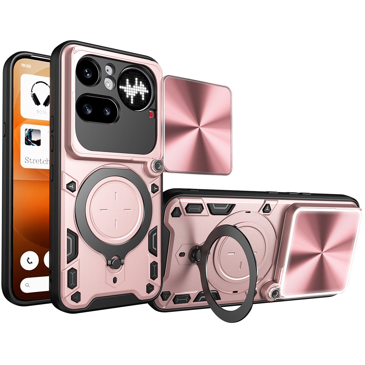 NOTHING Phone (4a) Pro Ring Kickstand Case w/ Camera Cover [Rose Gold]