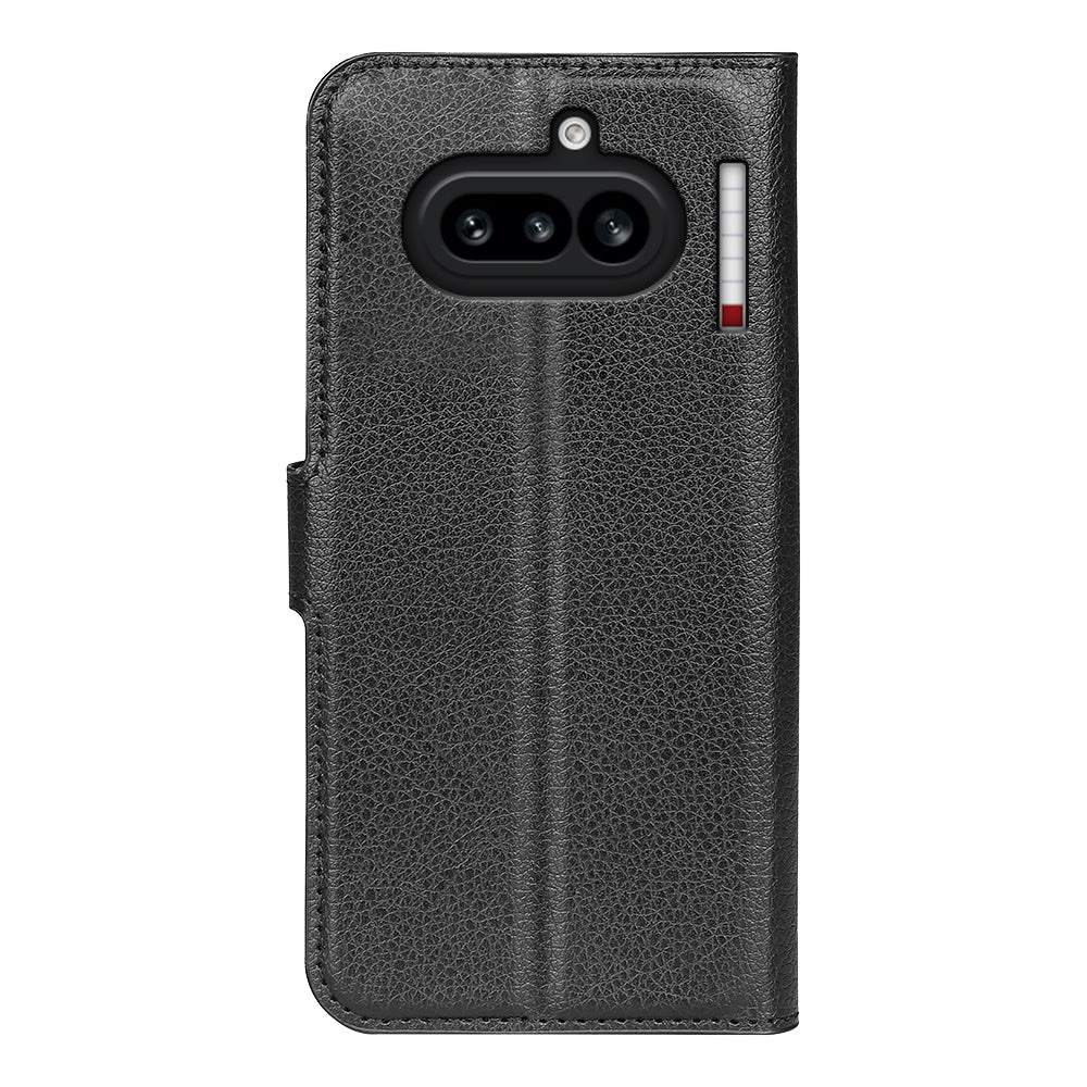 Wallet Case for Nothing Phone (4a) – PU Leather Flip Cover with Card Holder & Stand [Black]